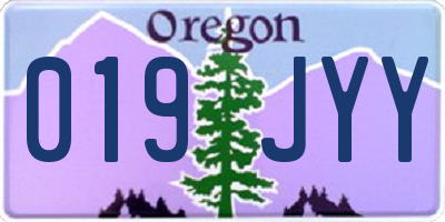 OR license plate 019JYY