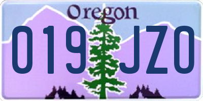 OR license plate 019JZO