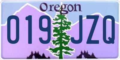 OR license plate 019JZQ