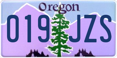 OR license plate 019JZS
