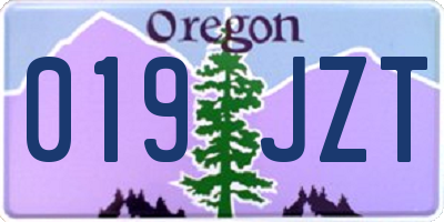 OR license plate 019JZT