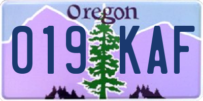 OR license plate 019KAF