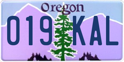 OR license plate 019KAL