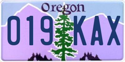 OR license plate 019KAX