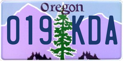 OR license plate 019KDA
