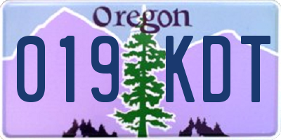 OR license plate 019KDT