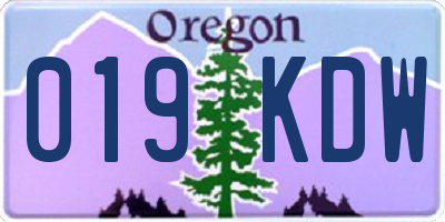 OR license plate 019KDW