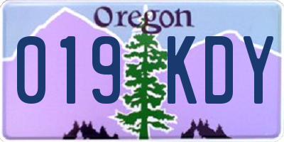 OR license plate 019KDY
