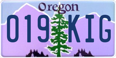 OR license plate 019KIG