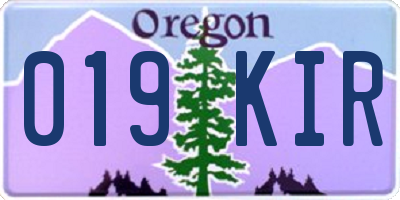 OR license plate 019KIR