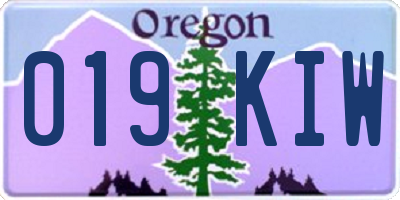 OR license plate 019KIW