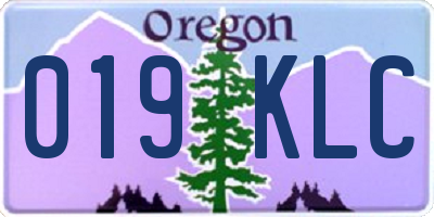 OR license plate 019KLC