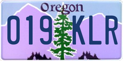 OR license plate 019KLR