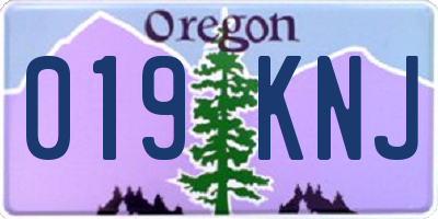 OR license plate 019KNJ