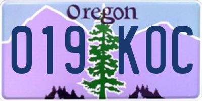 OR license plate 019KOC