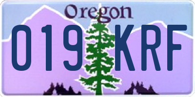 OR license plate 019KRF