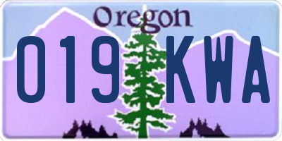 OR license plate 019KWA
