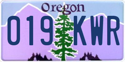 OR license plate 019KWR