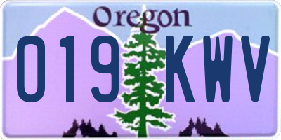 OR license plate 019KWV
