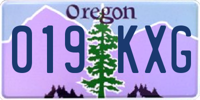 OR license plate 019KXG