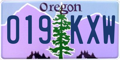 OR license plate 019KXW