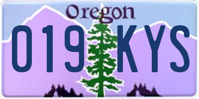 OR license plate 019KYS