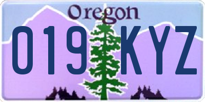 OR license plate 019KYZ