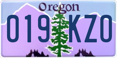 OR license plate 019KZO