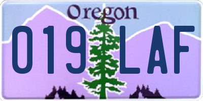 OR license plate 019LAF