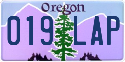 OR license plate 019LAP