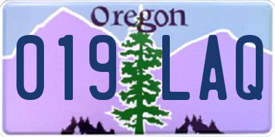 OR license plate 019LAQ