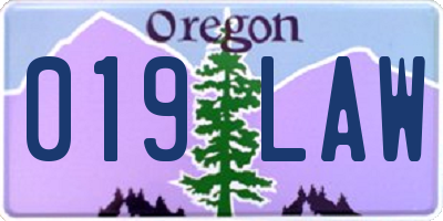 OR license plate 019LAW