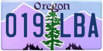 OR license plate 019LBA