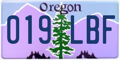 OR license plate 019LBF