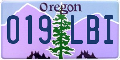 OR license plate 019LBI