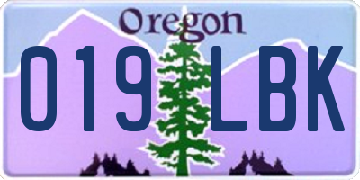 OR license plate 019LBK