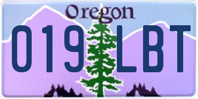 OR license plate 019LBT