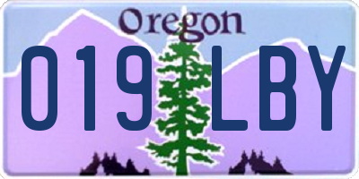 OR license plate 019LBY