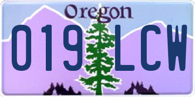 OR license plate 019LCW