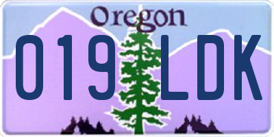 OR license plate 019LDK
