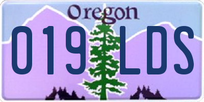 OR license plate 019LDS