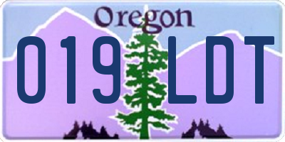 OR license plate 019LDT