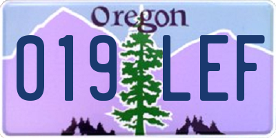 OR license plate 019LEF