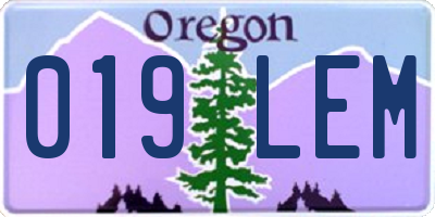 OR license plate 019LEM