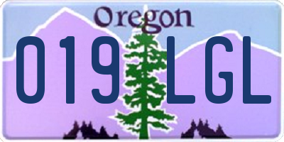 OR license plate 019LGL