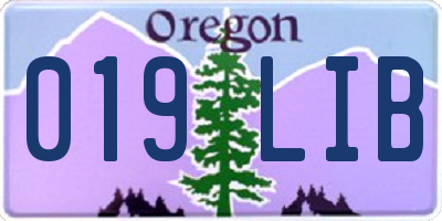 OR license plate 019LIB