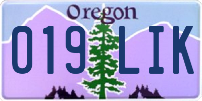 OR license plate 019LIK