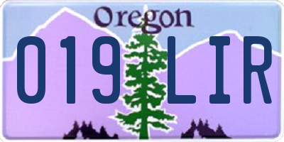 OR license plate 019LIR