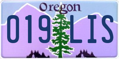 OR license plate 019LIS