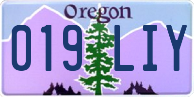 OR license plate 019LIY